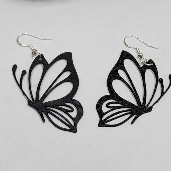 Elegant Black Butterfly Earrings - Picture 6 of 7